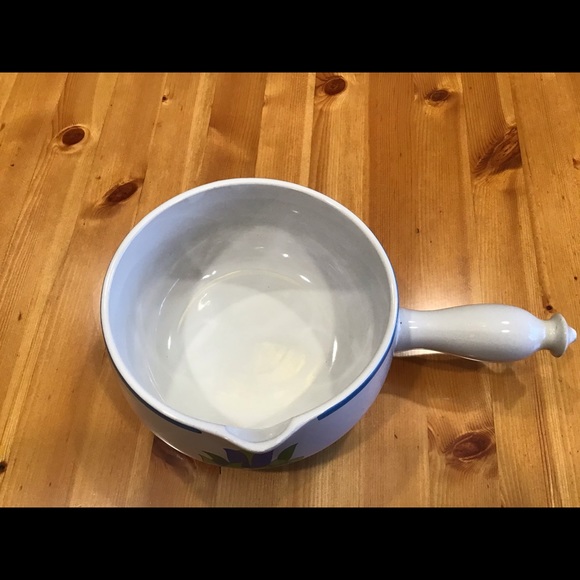 VINTAGE 70’s OVENPROOF STONEWARE HANDLED CROCK FLOWER POWER! - Picture 4 of 5